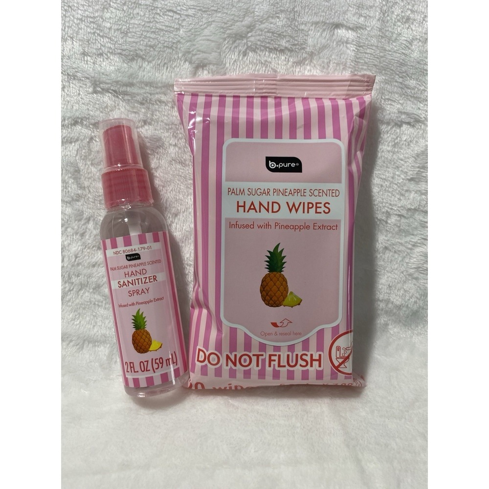 b.pure Palm Sugar Pineapple Scented Hand Sanitizer Spray 2 fl oz + Wipes